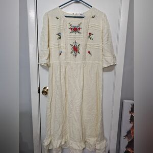 Embroidered Cream Dress